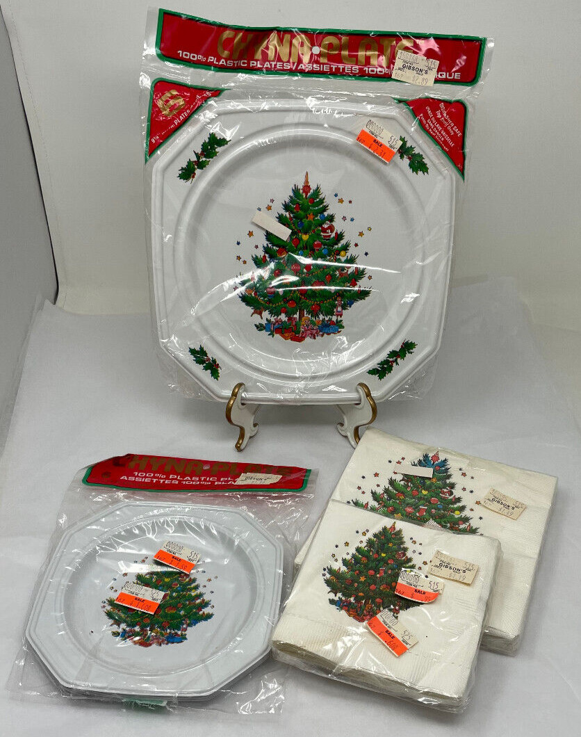 Vintage Ullman Co CHYNA-PLATE Christmas Tree Pattern Grouping NOS NIP