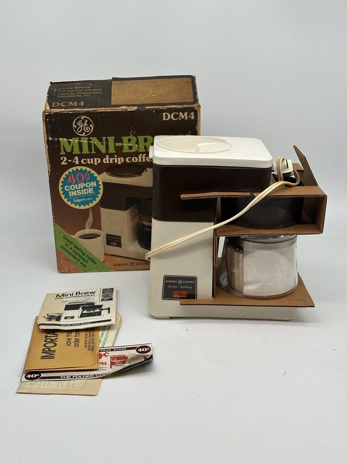 RARE Vintage GE DCM4 Coffee Maker Mini Brew Automatic Drip 70s/80s