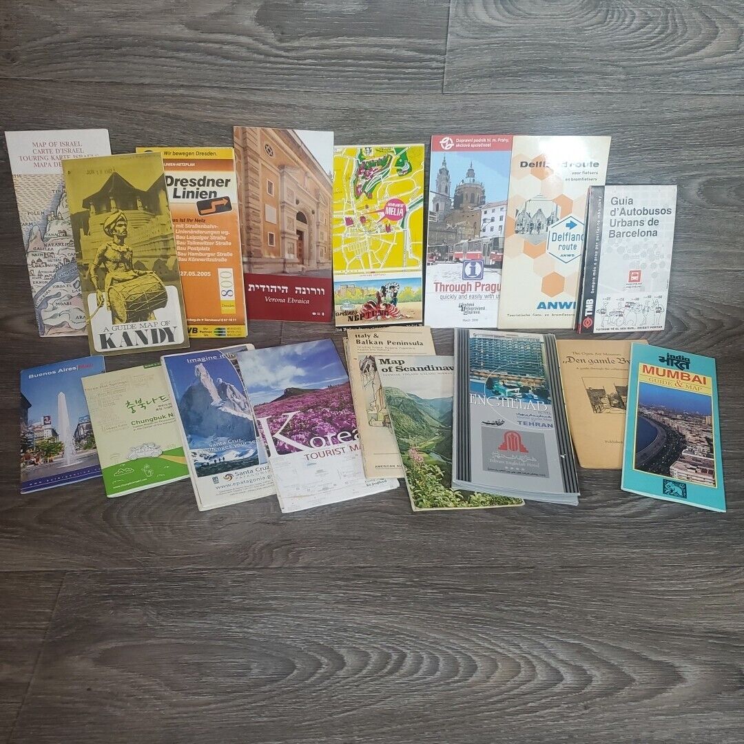 Lot (17) Vintage Travel Maps and Brochures 1980 - Modern International 