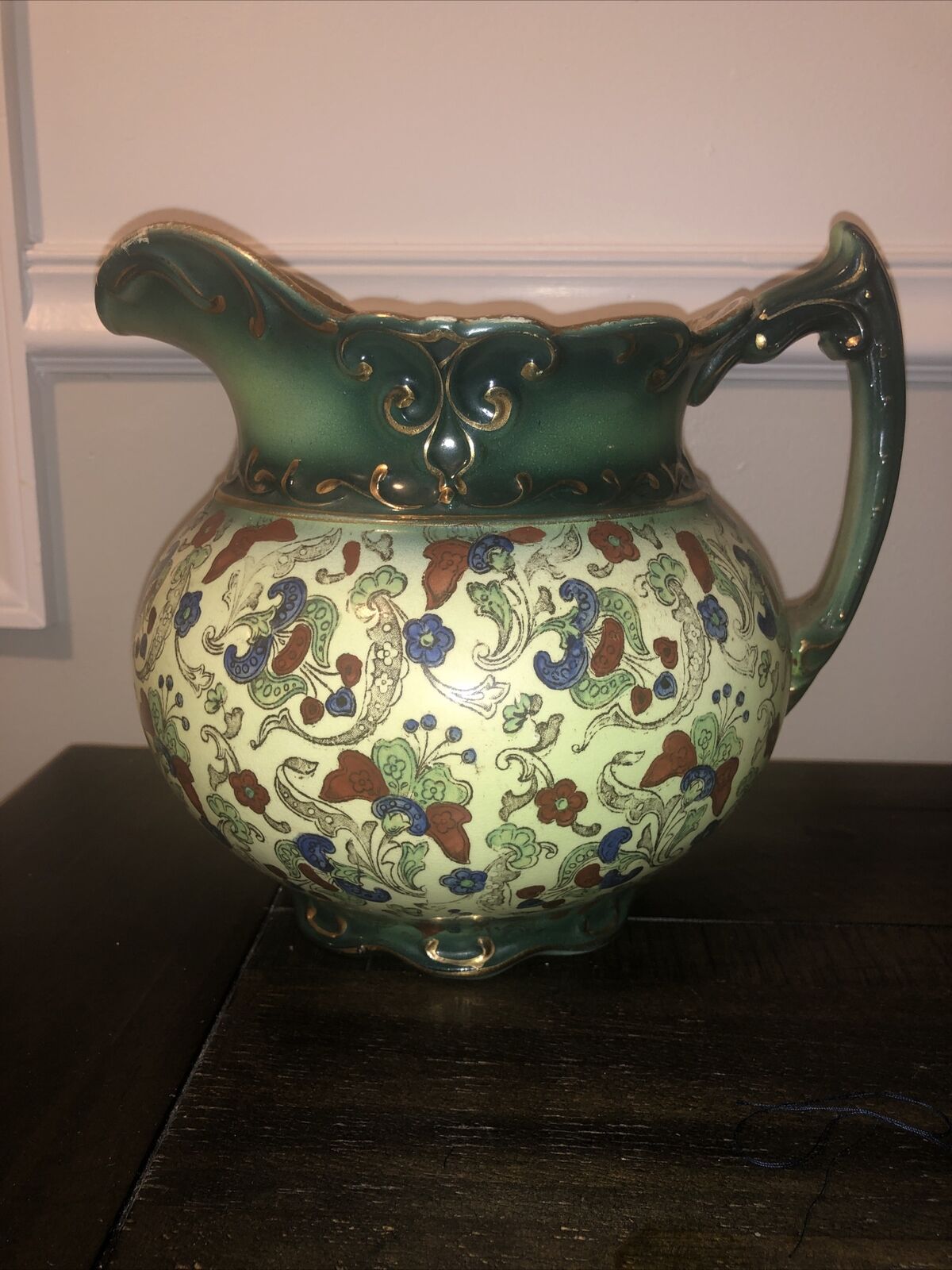 Antique D.F. Haynes Co Baltimore MD pottery Porcelain Floral Design Pitcher
