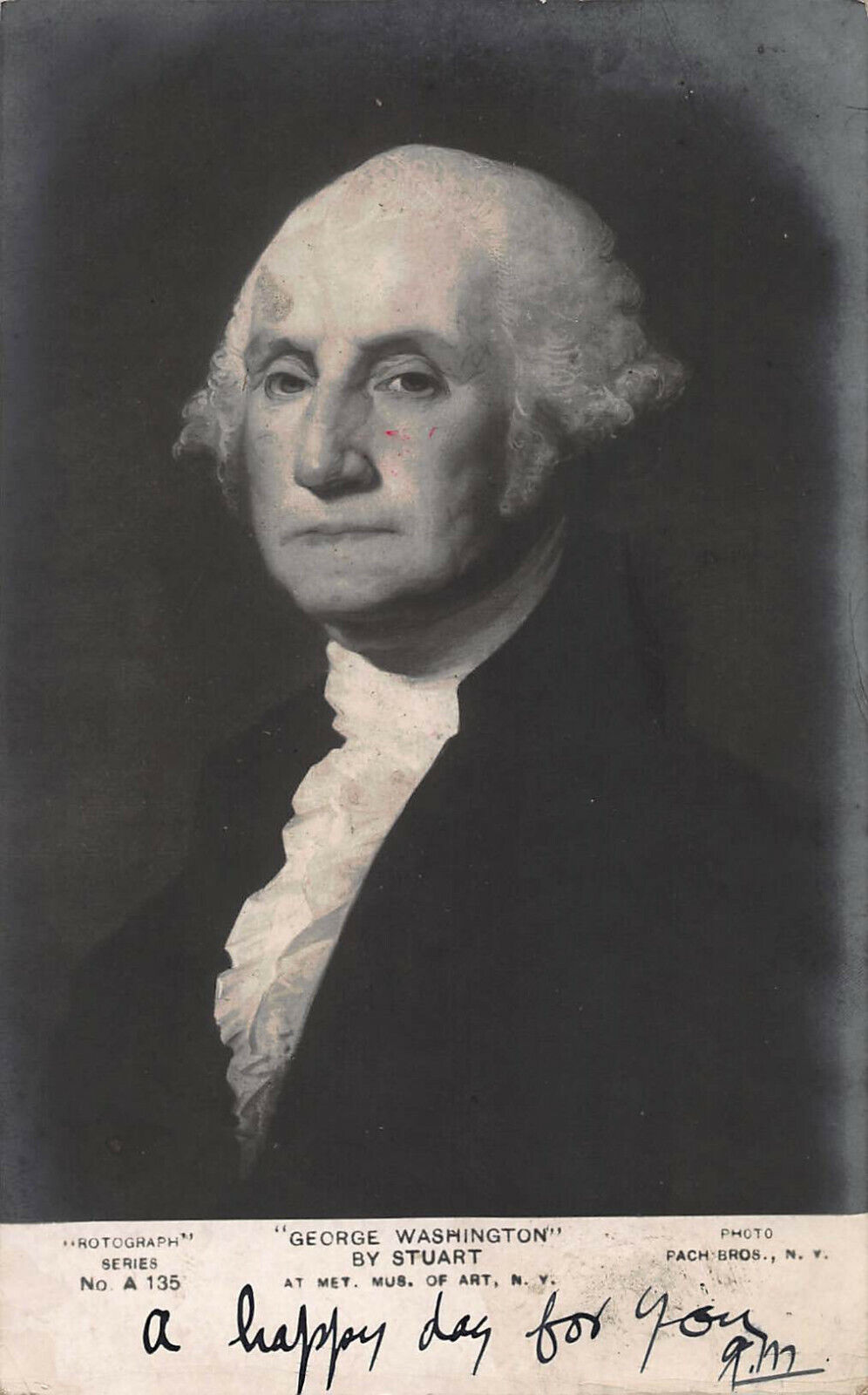 George Washington, by Gilbert Stuart, Postcard, Used in 1906, Pub. by Rotograph 