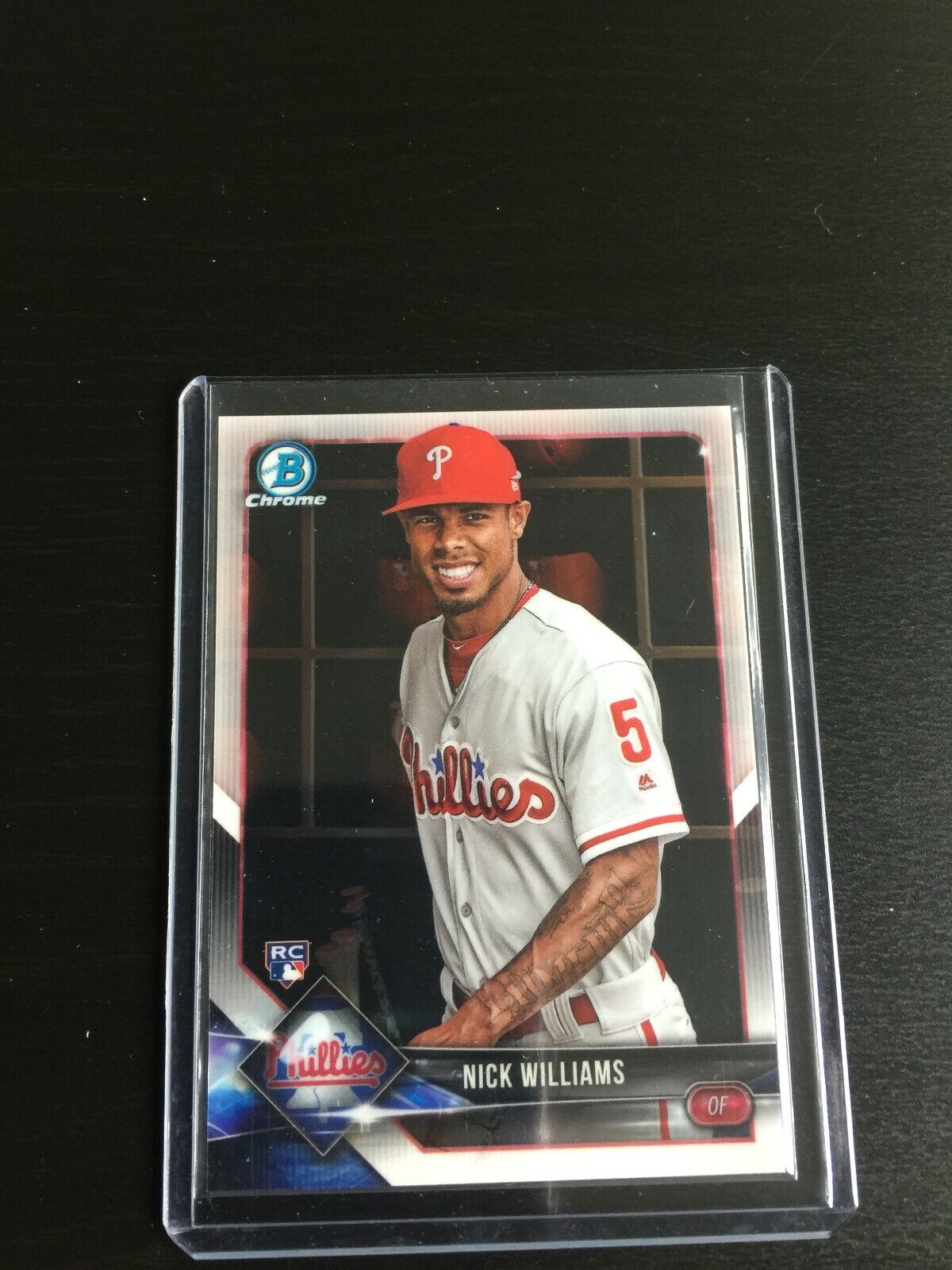 Nick Williams 2018 Bowman Chrome Gray Jersey SP RC Rookie Phillies #35