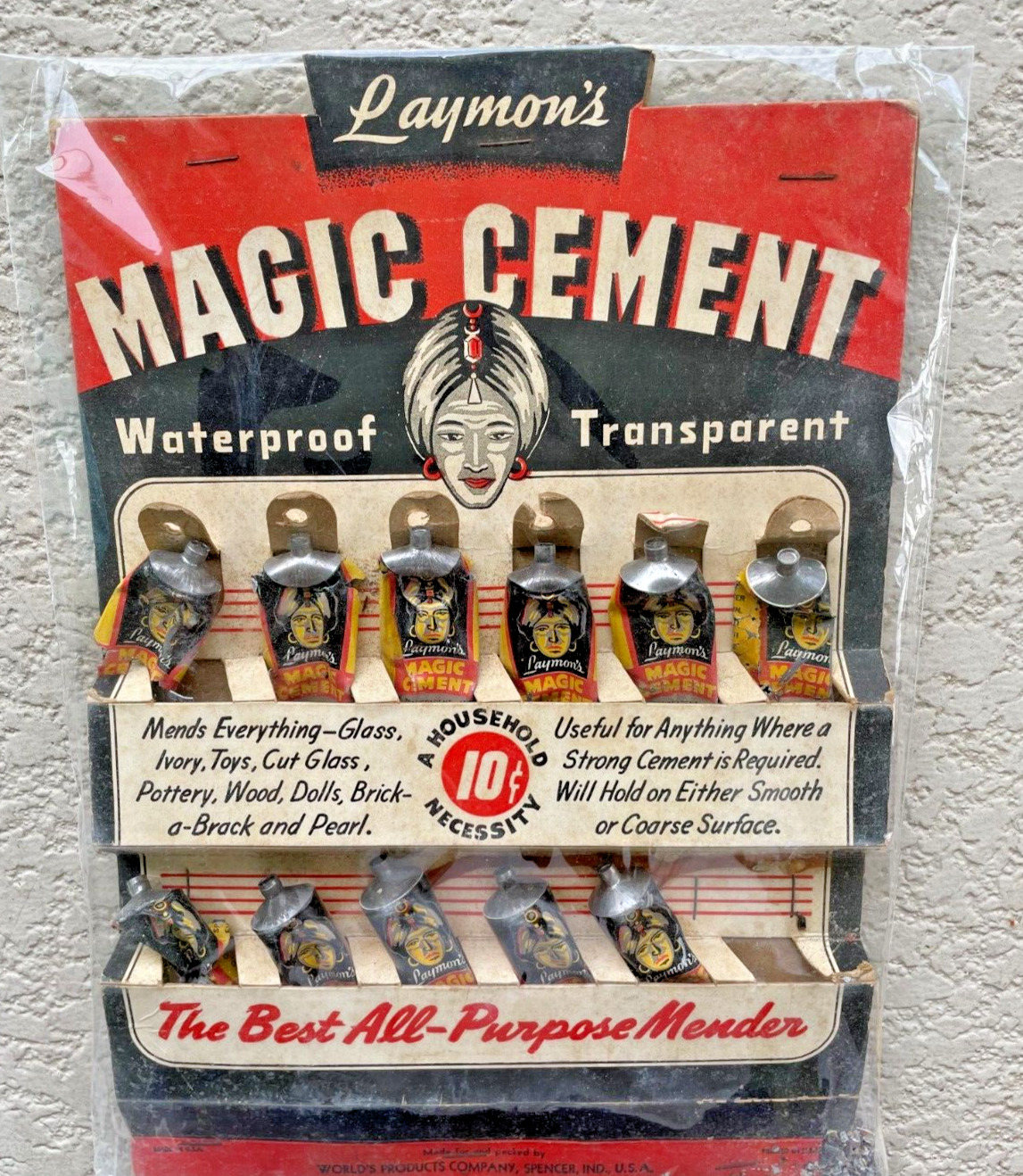 Vintage Laymon\'s Magic Cement Department Store Counter Product Display