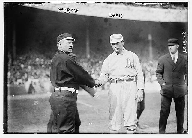 John McGraw, New York, NL & Davis, Philadelphia, AL baseball c1900 Old Photo