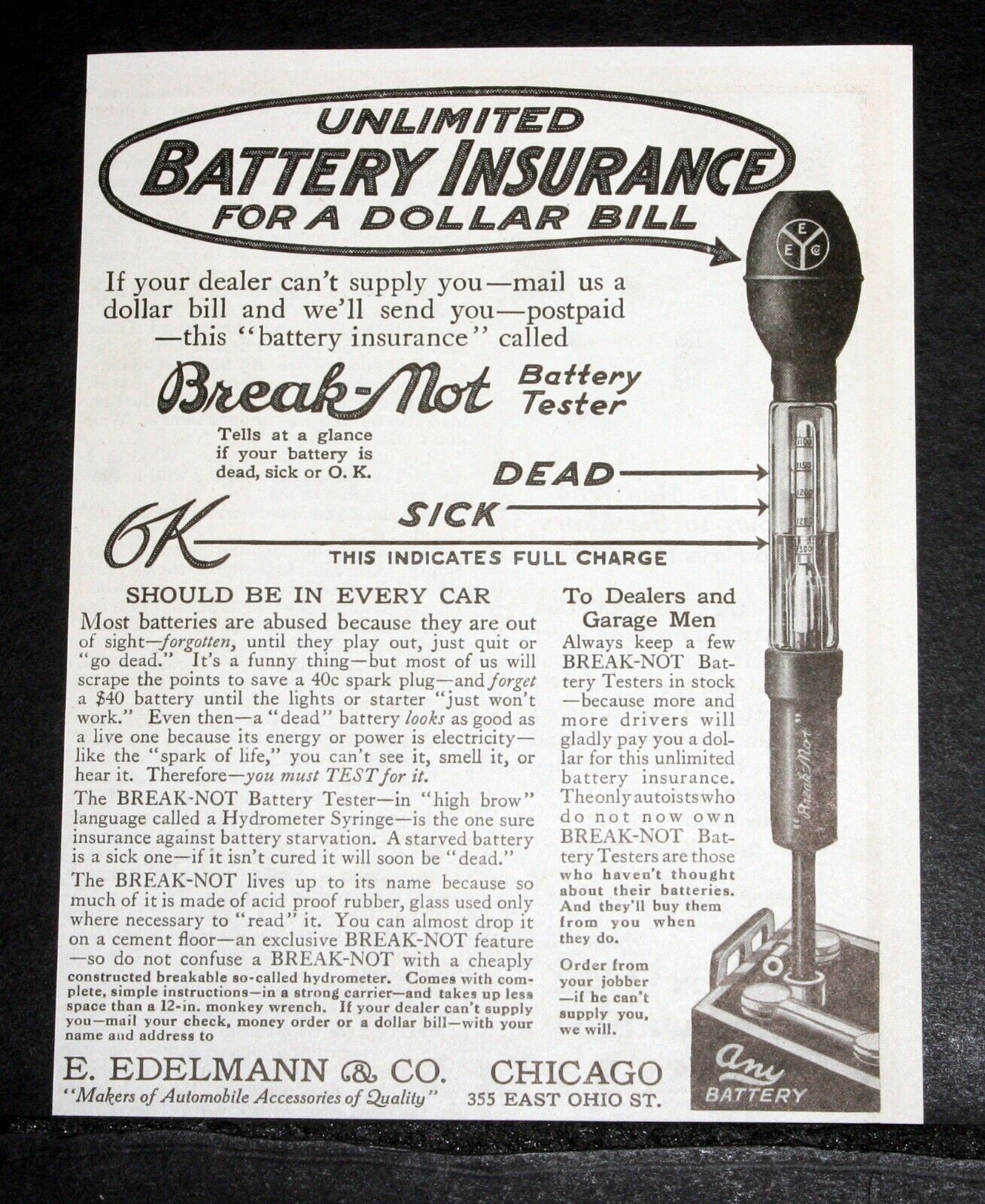 1917 OLD MAGAZINE PRINT AD, THE EDELMANN \
