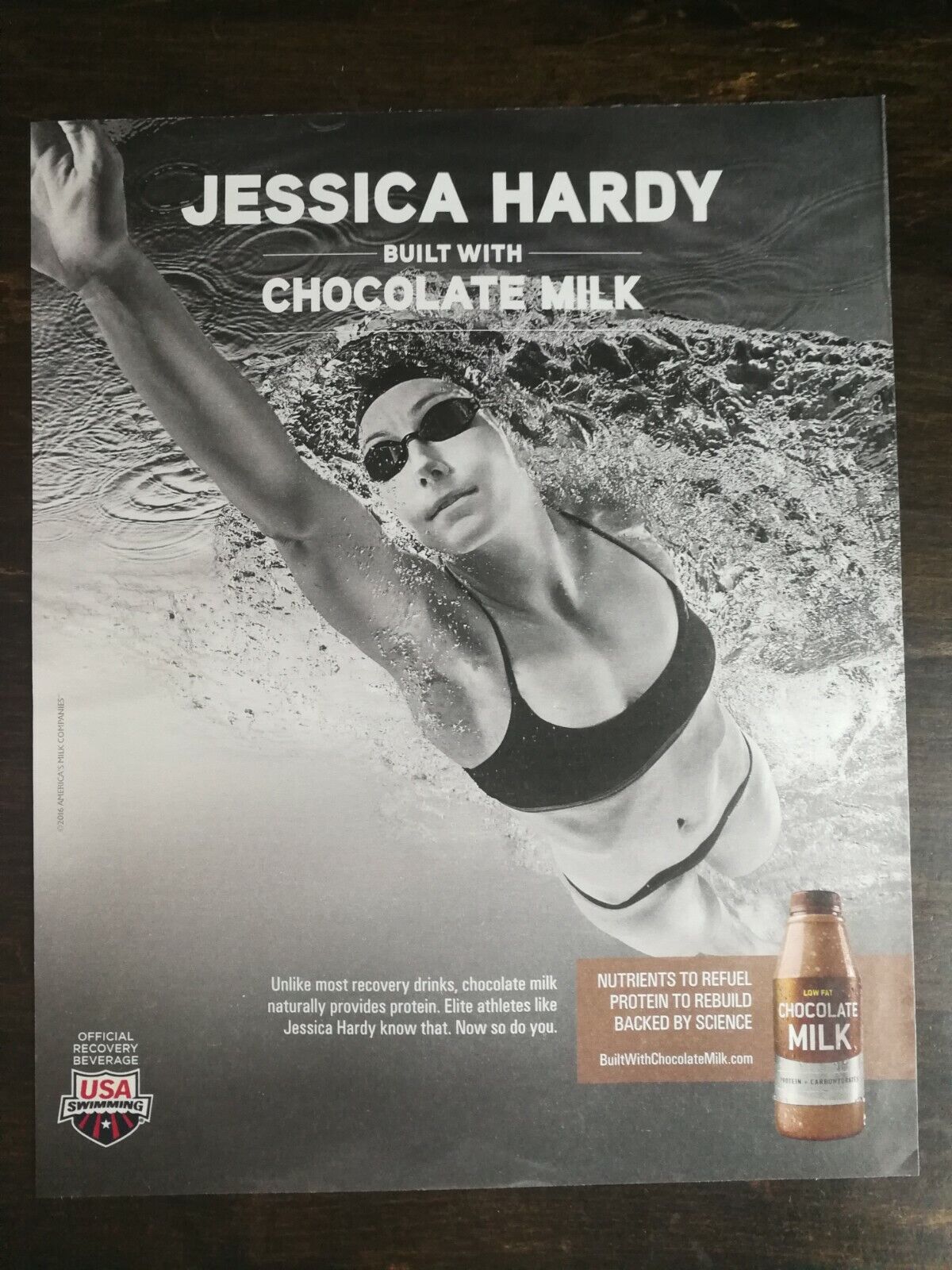 2016 Jessica Hardy Built with Chocolate Milk Full Page Original Color Ad 1221