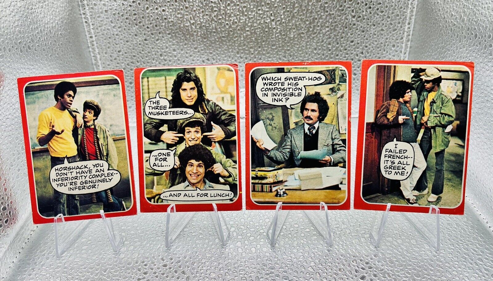 Lot Of 4 Vintage 1976 Topps Welcome Back Kotter cards - Travolta/Barbarino