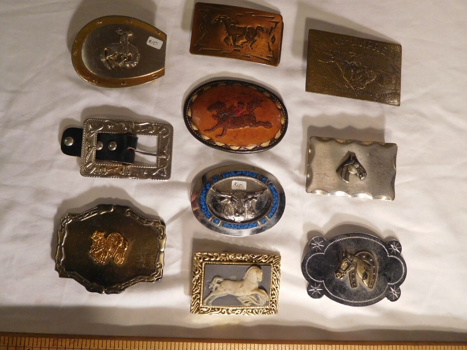 Awesome 10 Vintage Western/Horse Belt Buckles ~ Tony lama, Chambers, Lewis