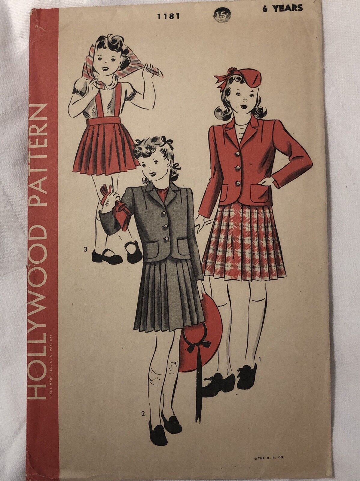Vintage 1940s Hollywood Pattern Co 1181 Girls 6-Years Old 2-Piece Suit 