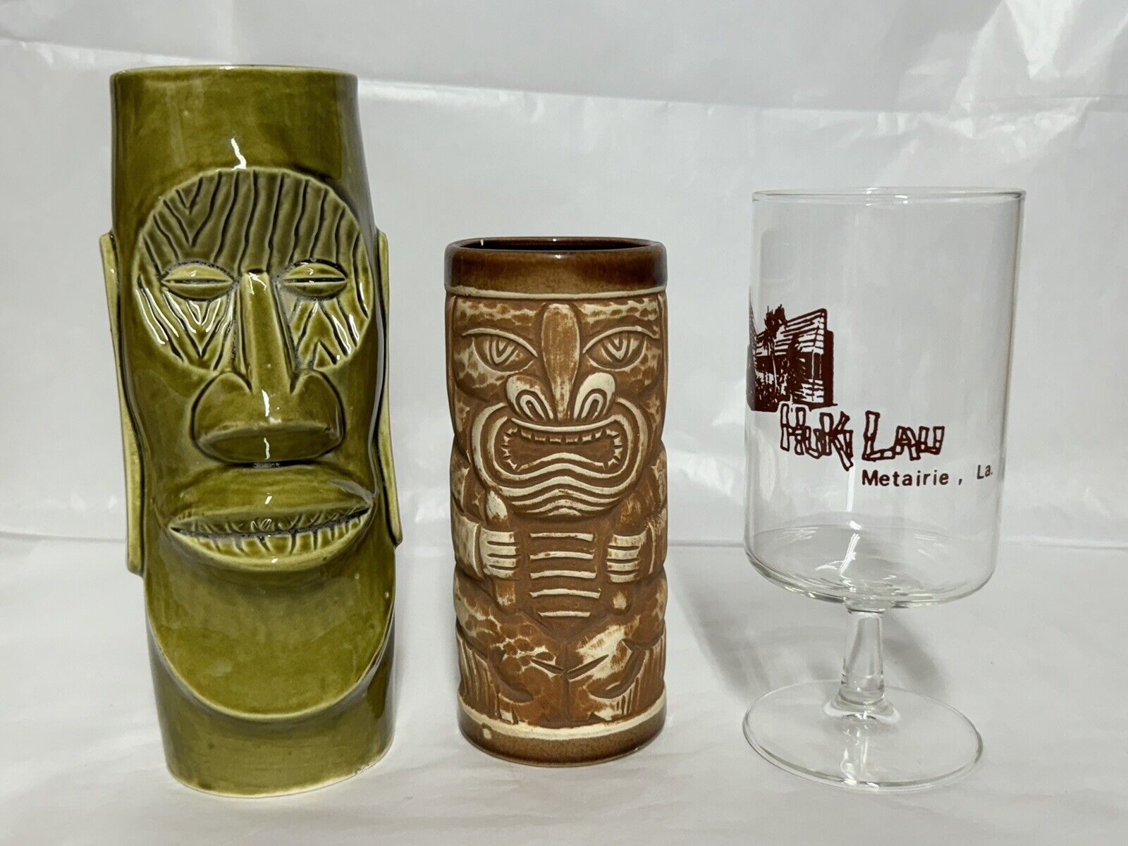LOT-3 Vintage Huki Lau Metairie, La Bar Mug-Cups & Cocktail Glass New Orleans