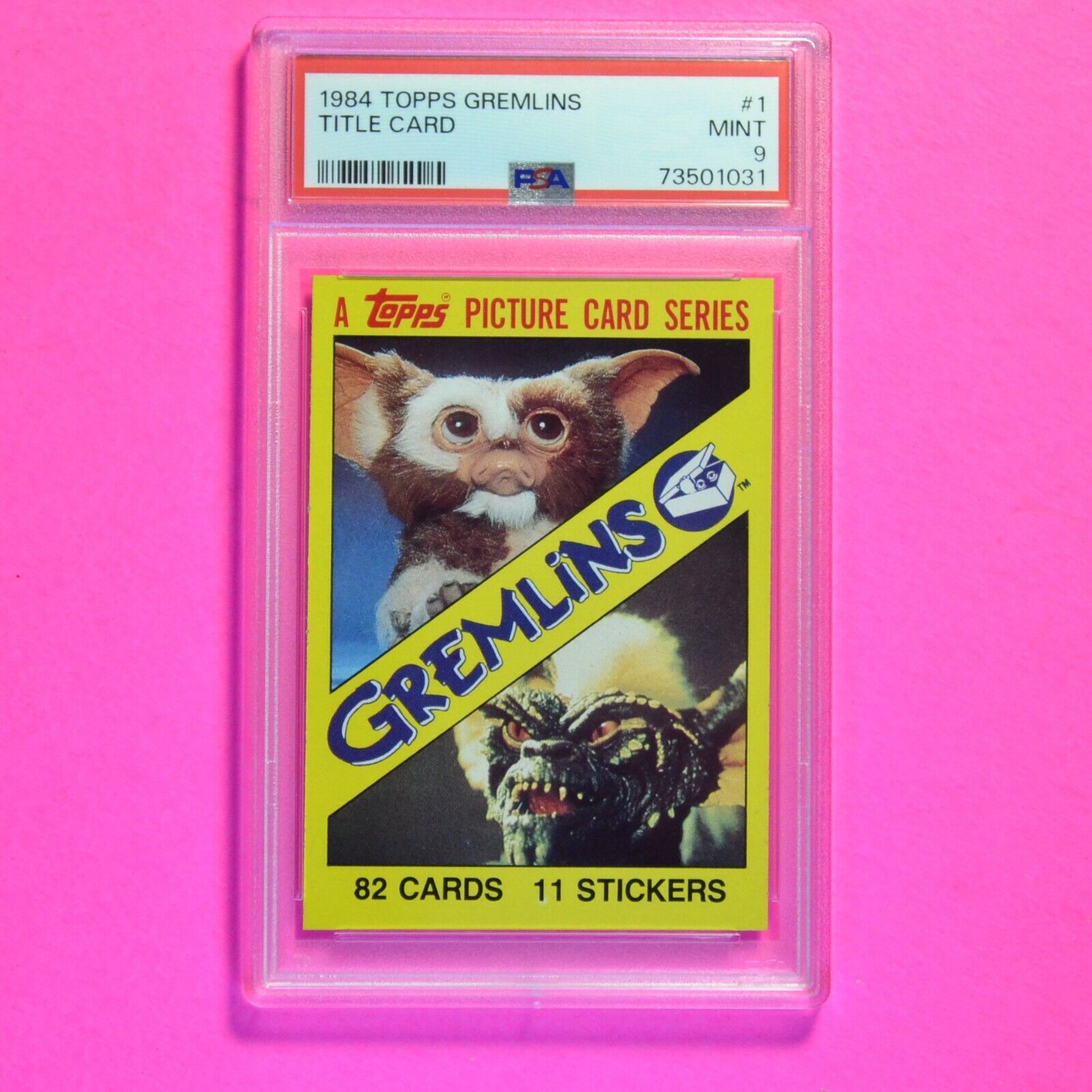 1984 Topps Gremlins #1 - Gremlins Title Card Logo - PSA 9 Mint - highest graded