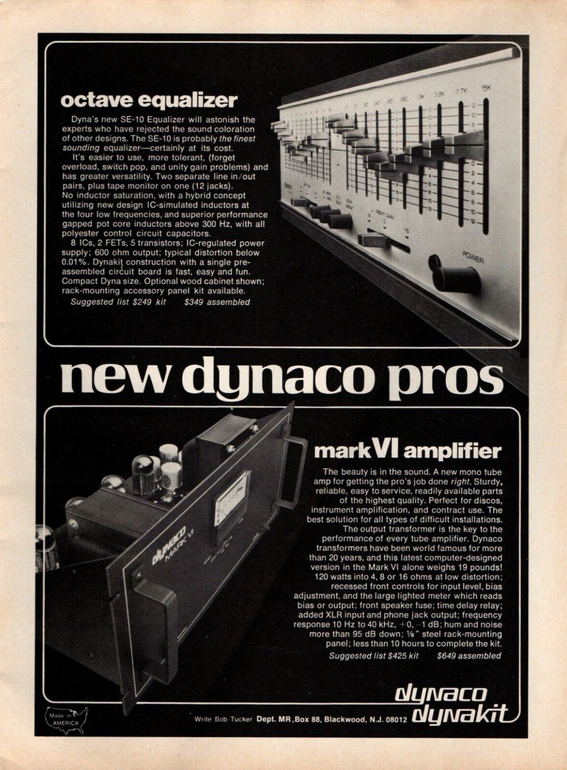 vtg 70s DYNACO DYNAKIT MAGAZINE PRINT AD Octave Equalizer Mark IV Amp Pinup Page