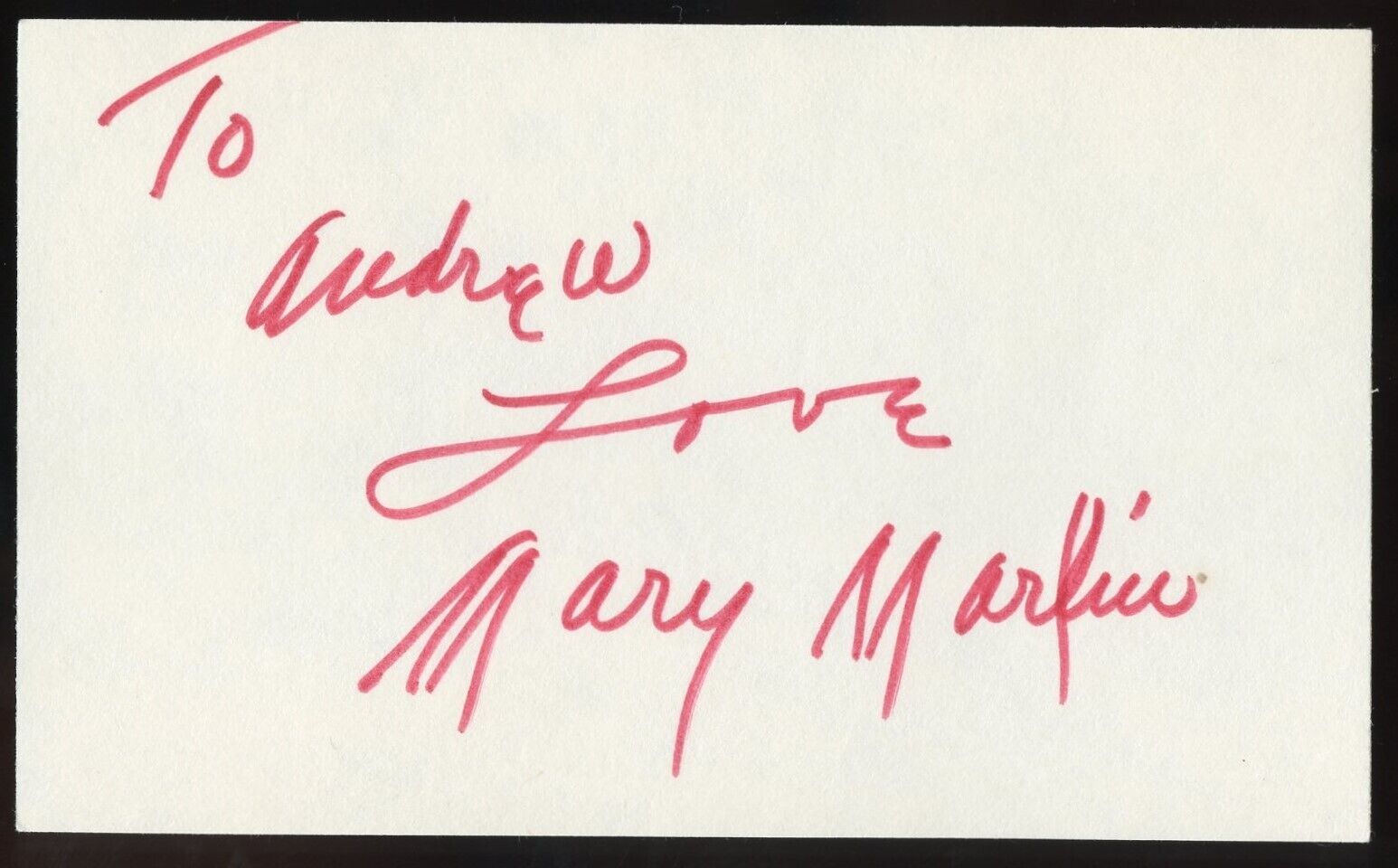 Mary Martin d1990 signed autograph 3x5 Cut American Actress in South Pacific