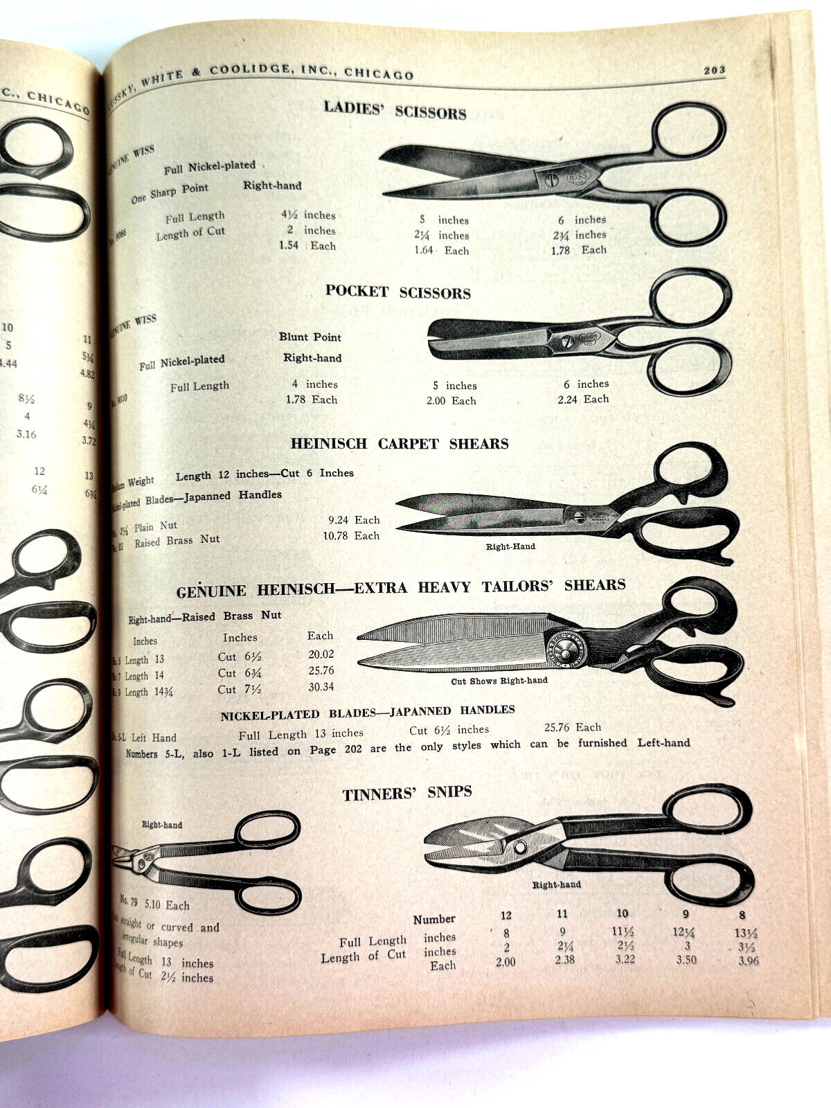 vtg 1931 Lussky White Coolidge Hardware Catalog Chicago IL scissors