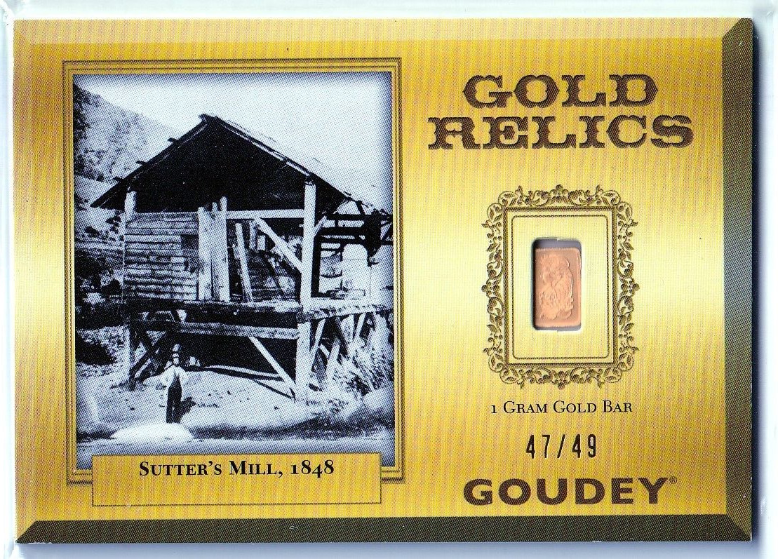 2022 Goudey Wild West Weekly 1 GRAM GOLD RELIC ACHIEVEMENT Sutter\'s Mill 47/49