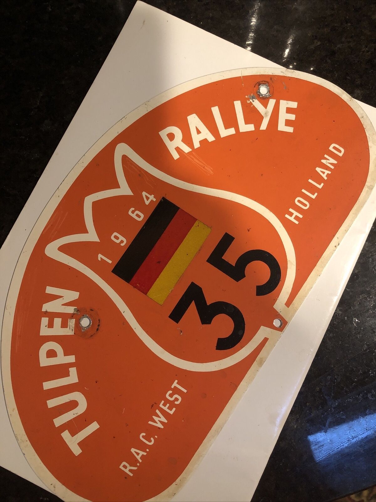 Rare vintage ￼1964 Alfa Romeo starter number Tulpen Rallye  Holland