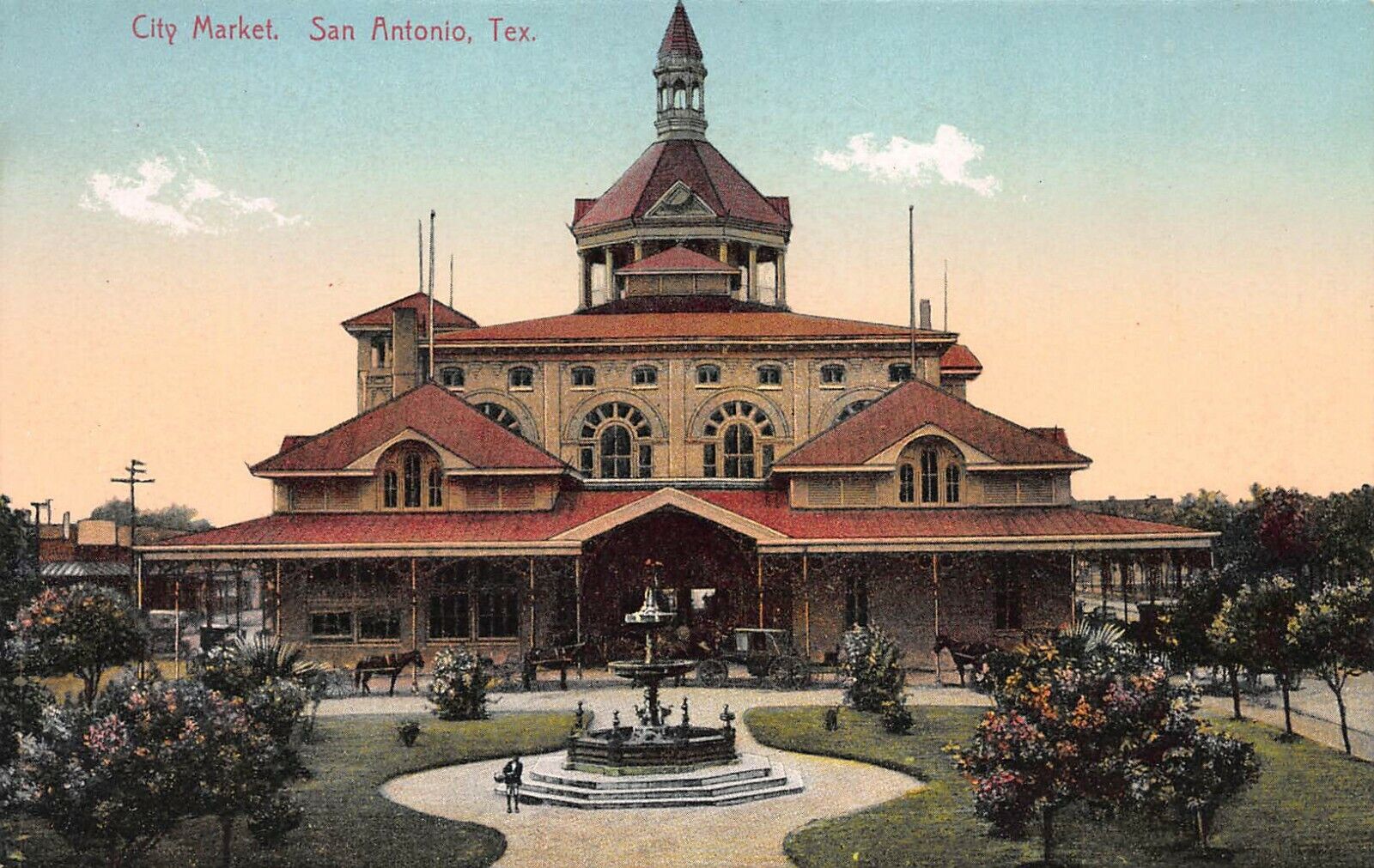 City Market, San Antonio, Texas, Early Postcard, Unused