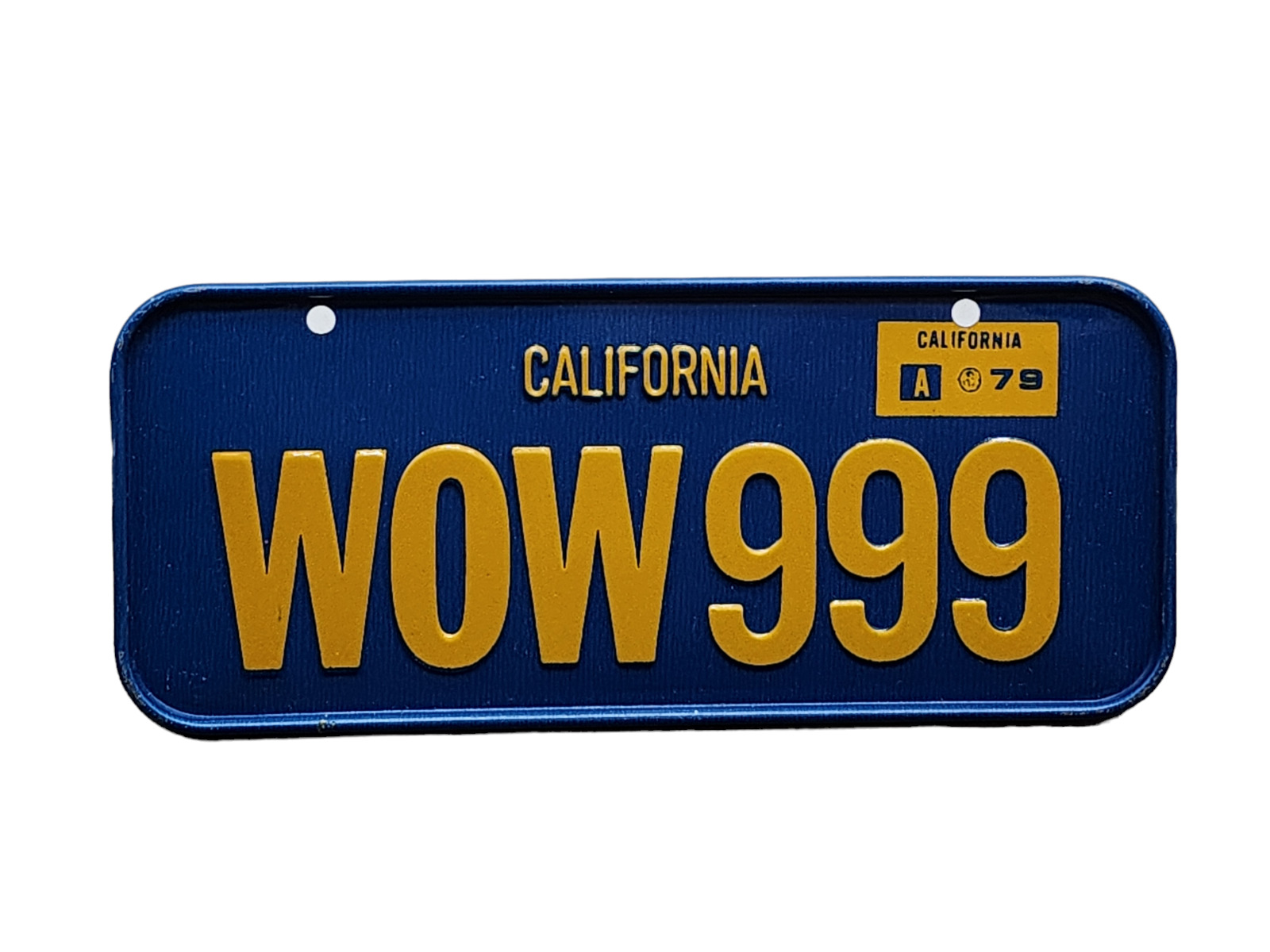 1979 California WOW999 Blue Mini Bicycle Cereal License Plate