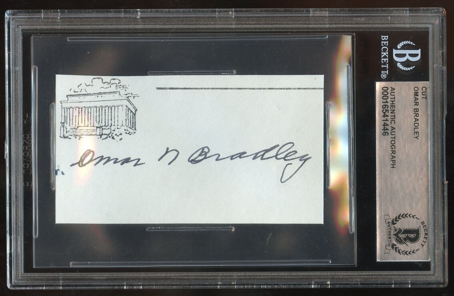 Omar Bradley d1981 signed autograph auto 2x3 cut General US Army BAS Slabbed