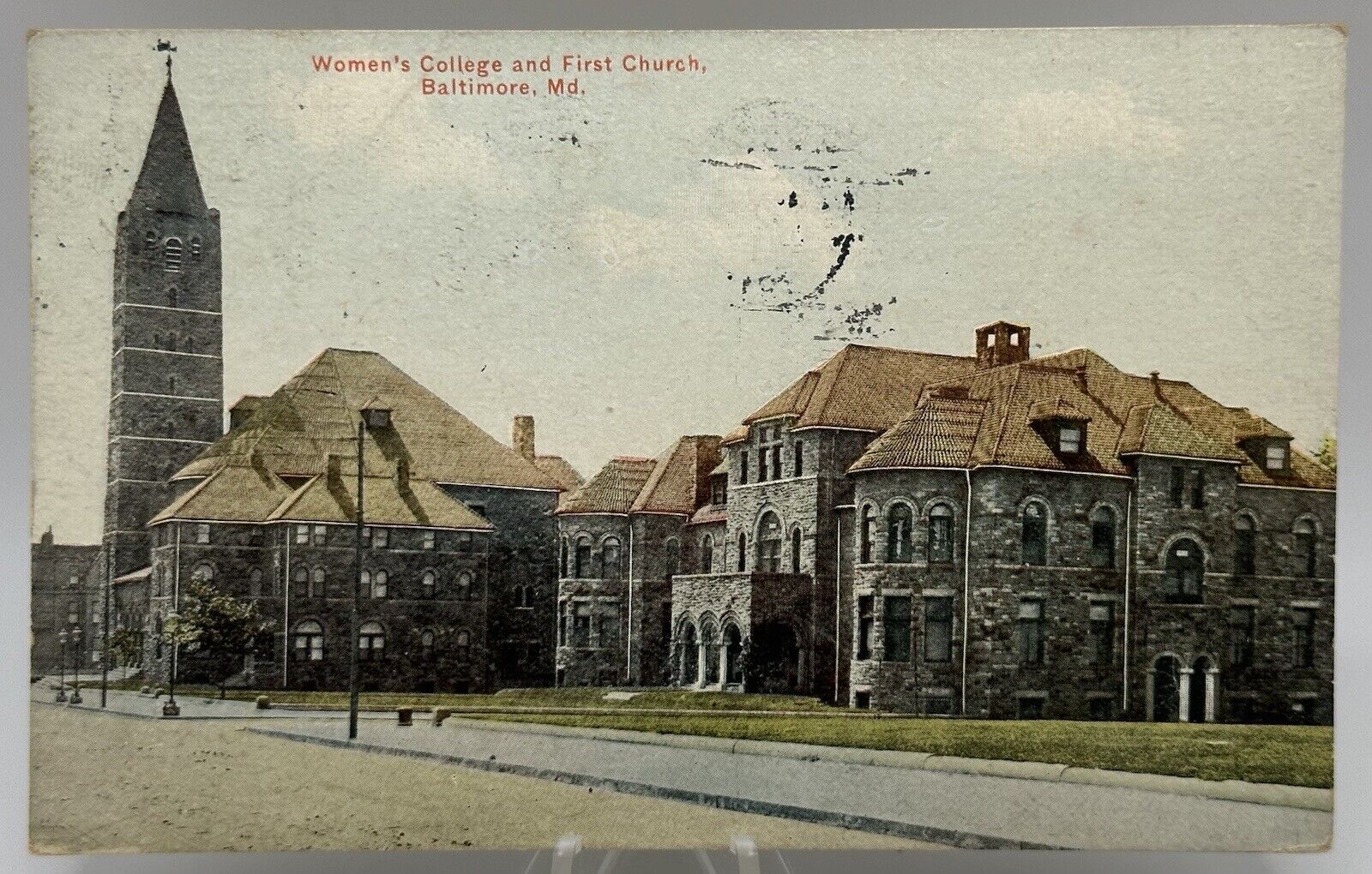 Antique 1911 Women\'s College and First Church Postcard Baltimore MD