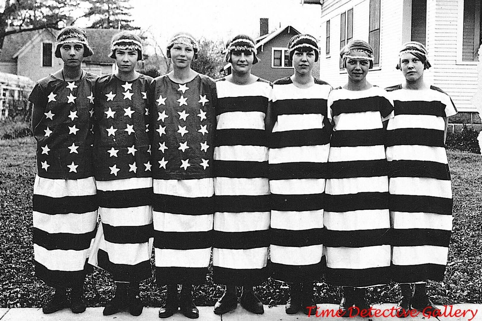 Women Dressed in 4th of July Flag Costume - 1920s - Historic Photo Print