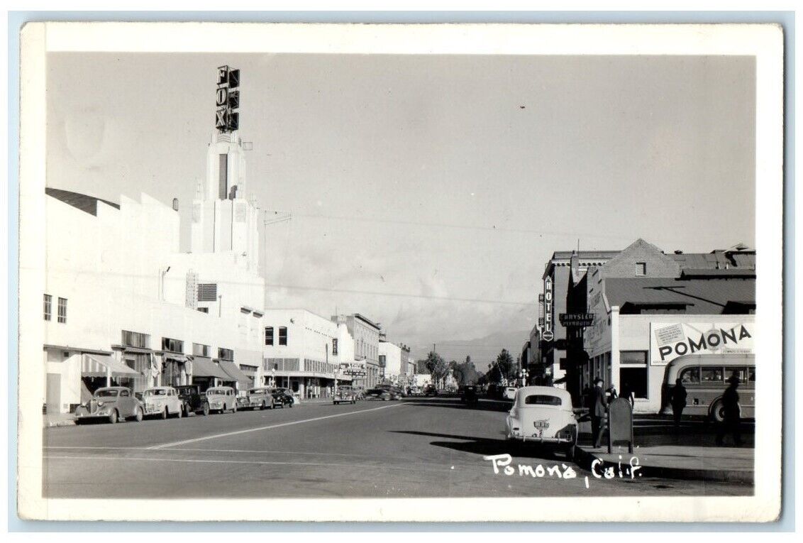 c1940's Fox Theater Hotel Street View Pomona California CA RPPC Photo Postcard
