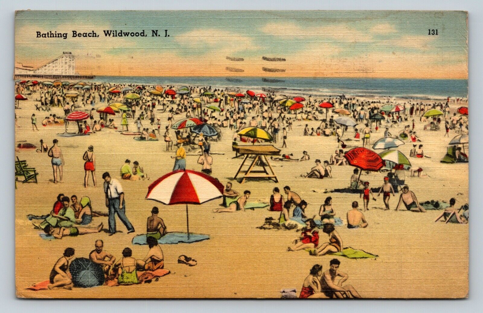 c1943 Bathing Beach Wildwood, New Jersey NJ VINTAGE Postcard