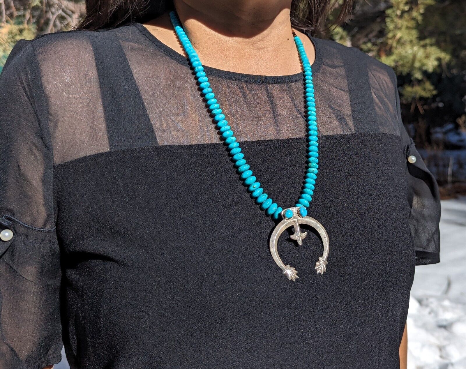 Vintage Navajo Necklace Naja Raymond Betsoi Native American Silver Jewelry