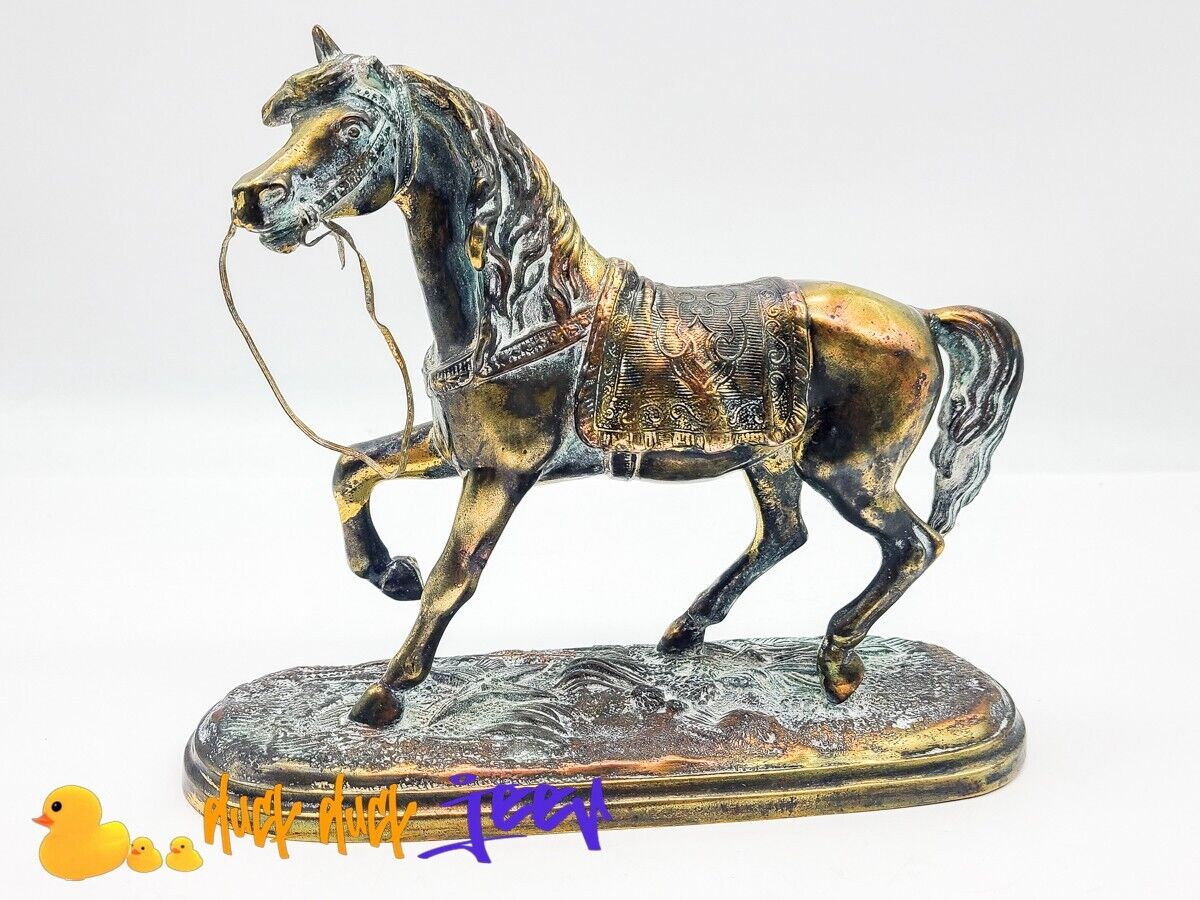 Antique Bronze Horse Statue Sculpture “Bonner” Mantel Clock Topper