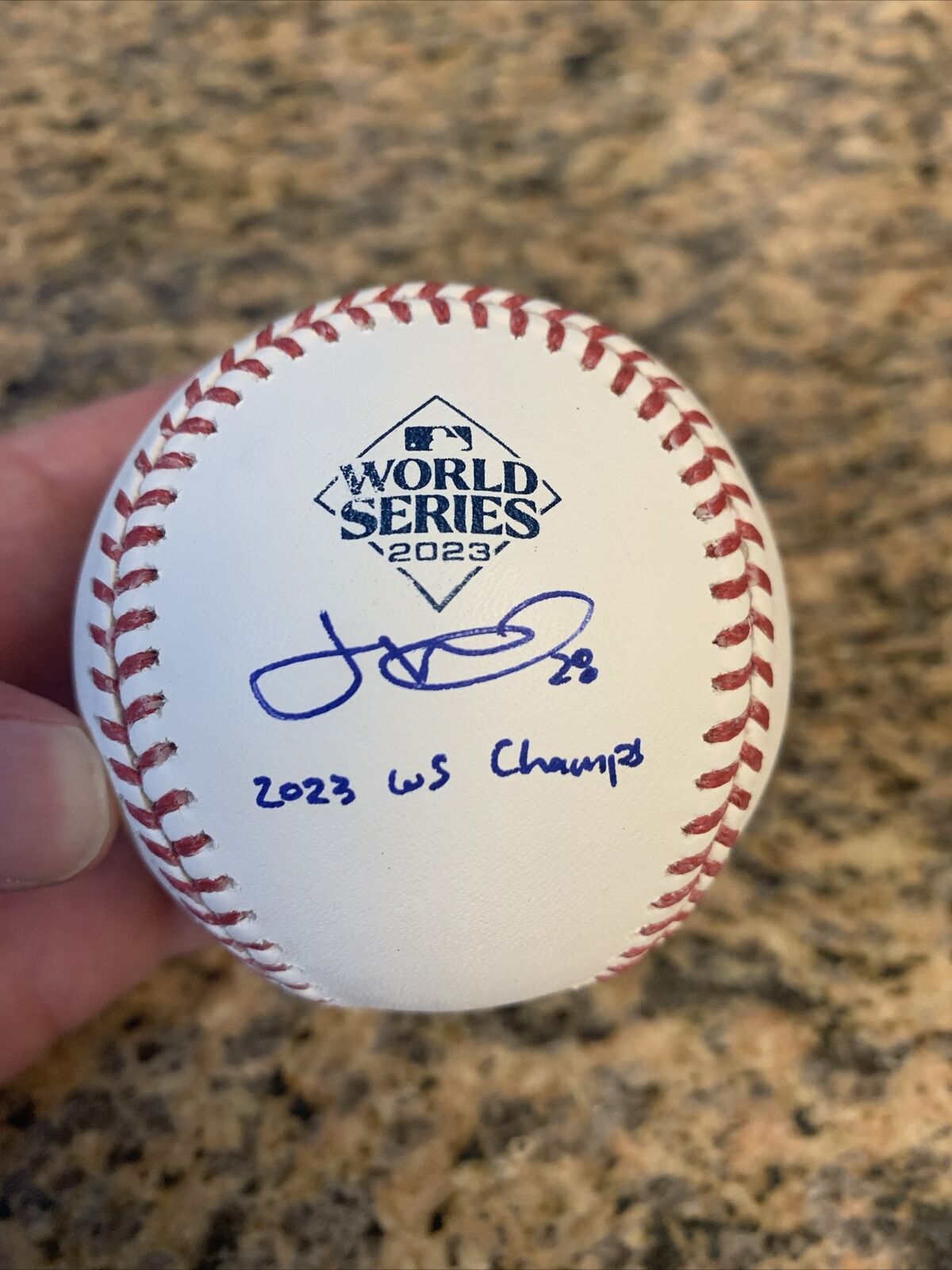 2023 World Series signed baseball Jonah Heim with Inscription JSA Auto Rangers