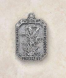 Sterling Saint Michael Patron Saint Paratroopers Medal 1.125 in H Chain 24 in L