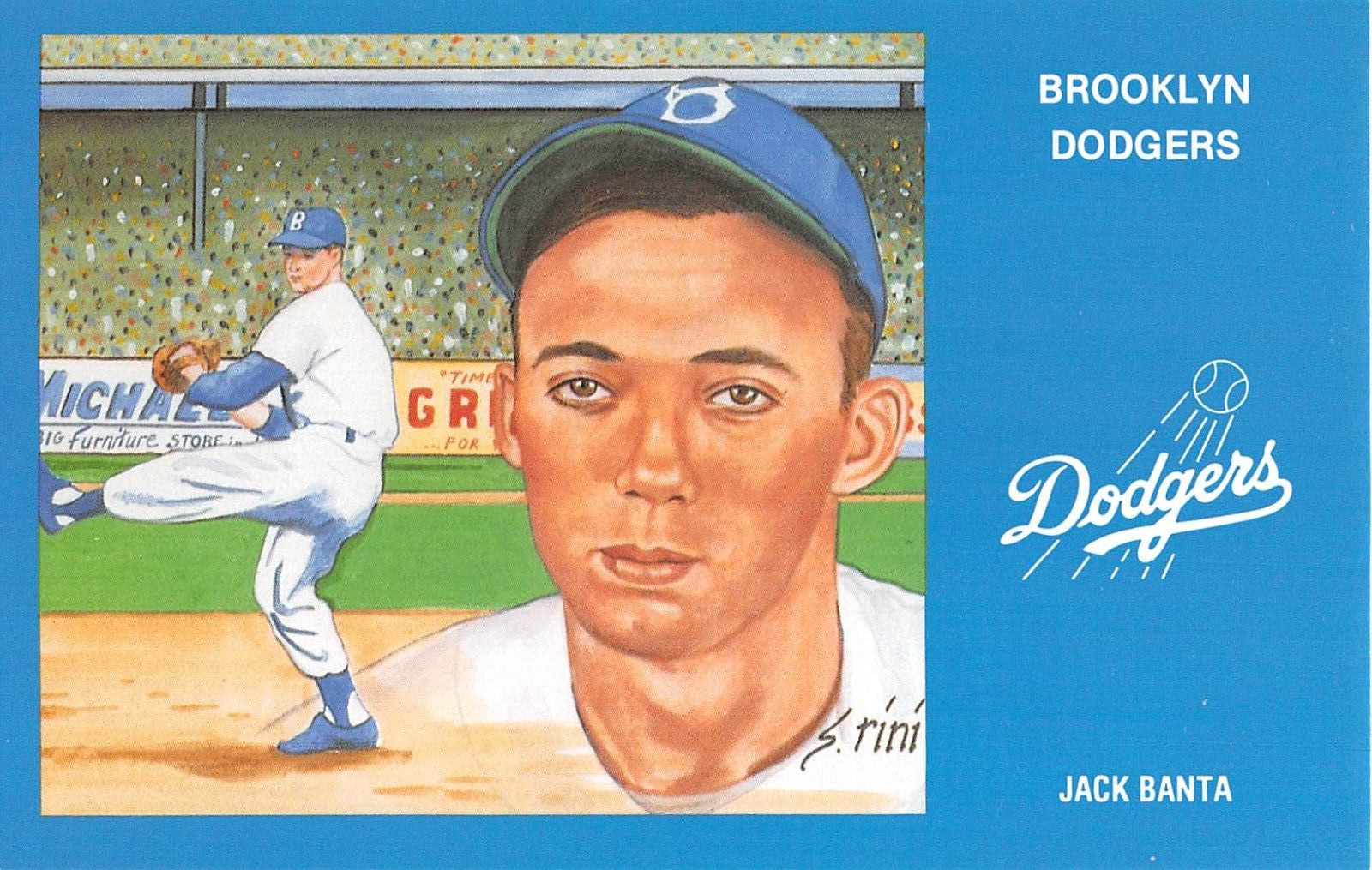 1991 Jack Banta Brooklyn Dodgers post card Baseball