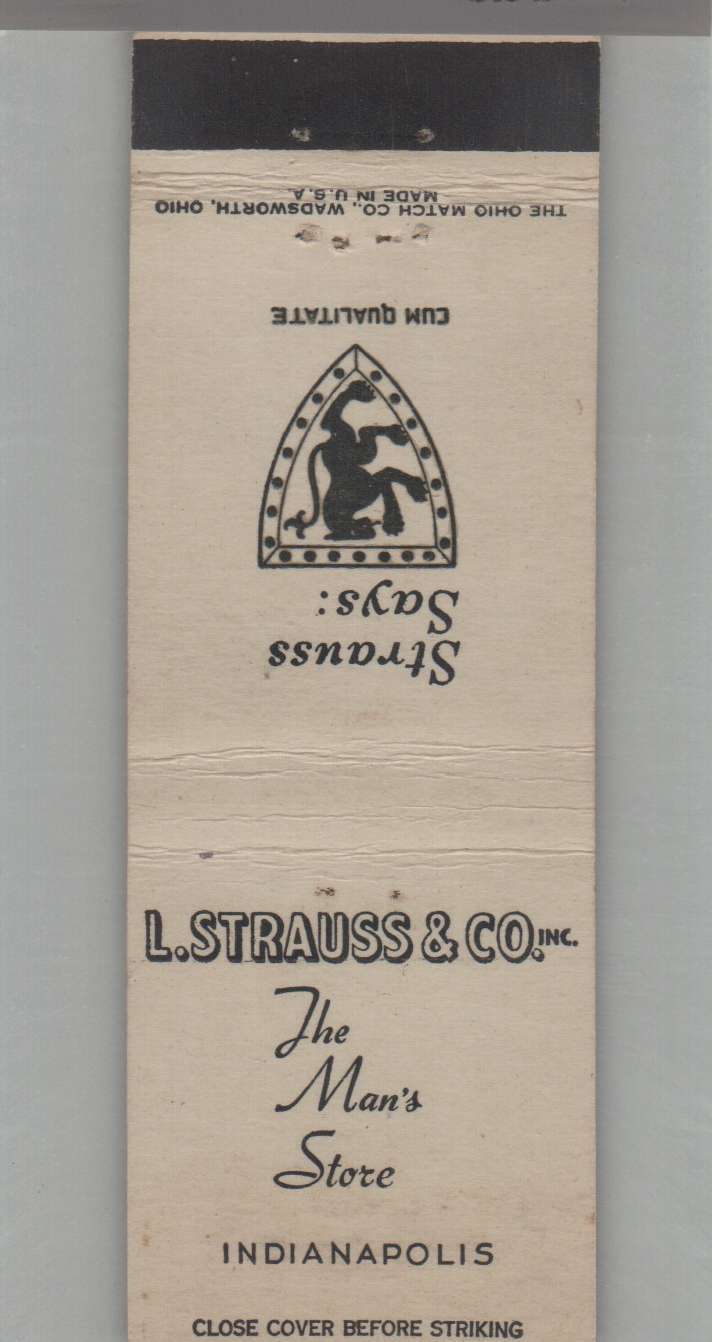 Matchbook Cover - Early Levi Strauss & Co Men\'s Store Indianapolis, IN