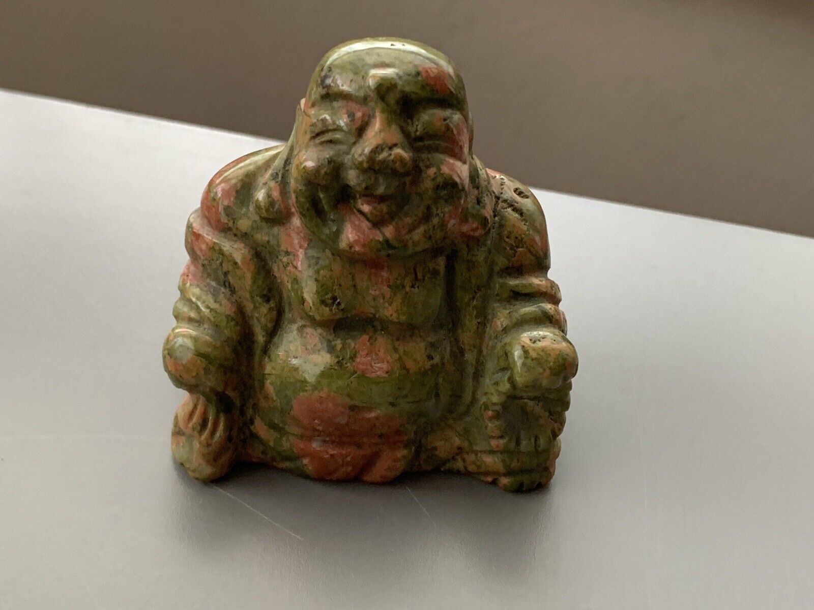 Old Jewelry Stone Happy Buddha Vintage Statue Lucky Green