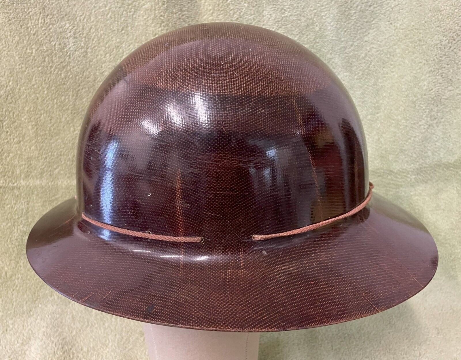 Vintage MSA Skullgard Tiger Stripe Full Brim Safari Style Miners Hard Hat Helmet
