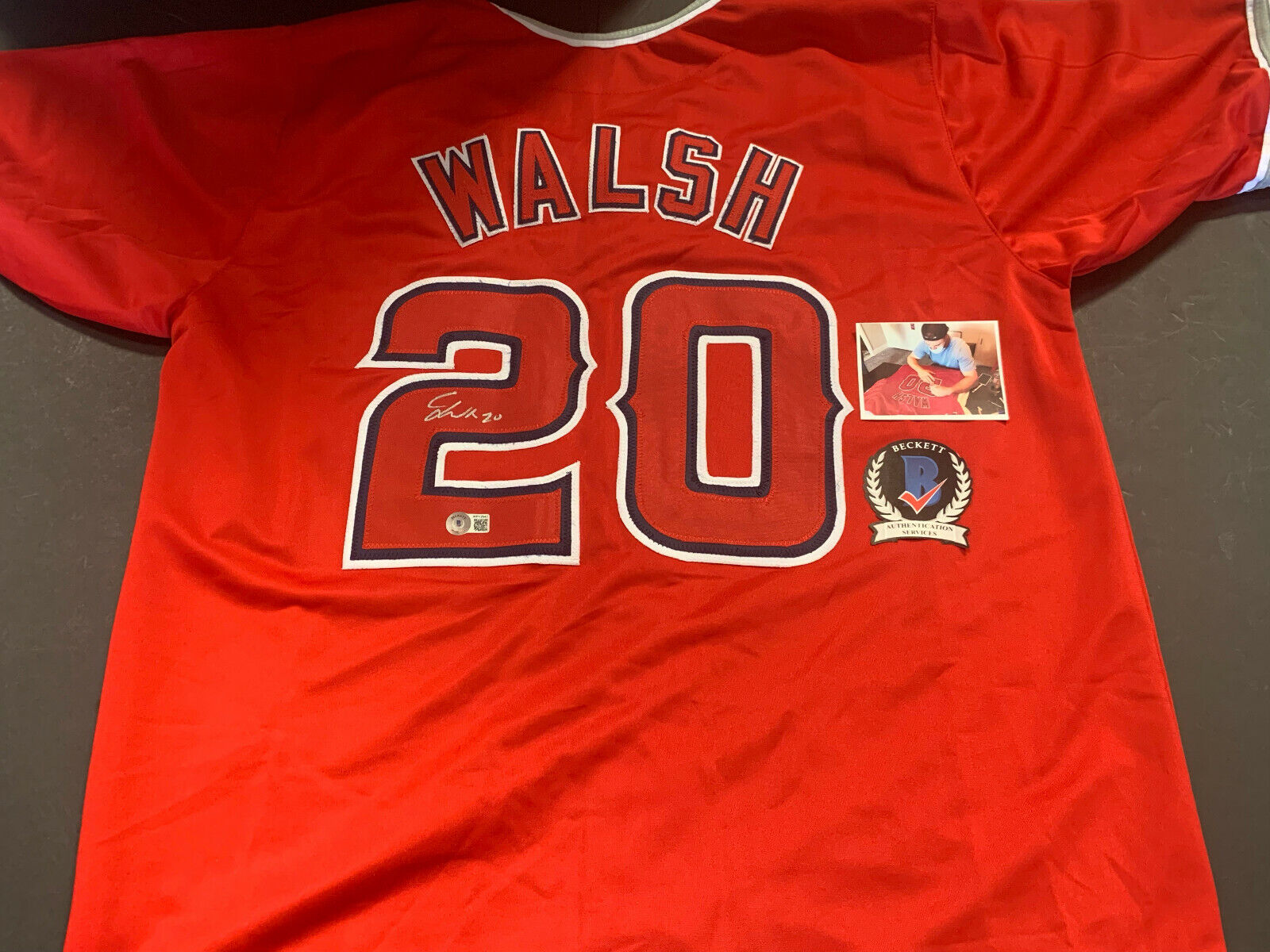 Jared Walsh Angels Auto Signed Jersey Custom Beckett WITNESS COA Red