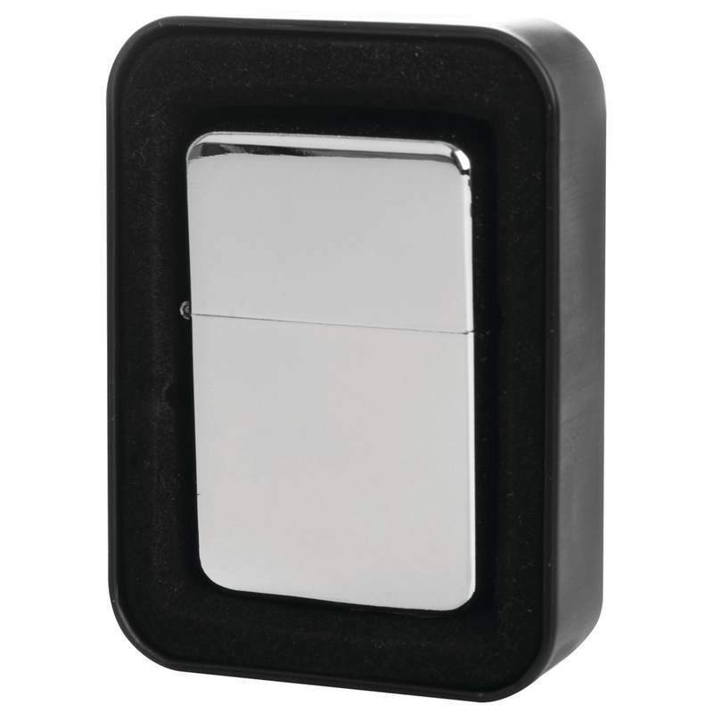 Refillable Lighter Flip Top Silver Chrome Black Windproof Cigarette Tin Case New