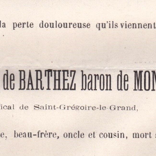 Marie Joseph Gaspard François De Barthez De Montfort Béziers 1882 Toulouse