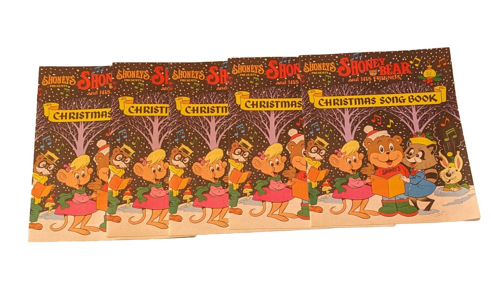Set of 5 Vintage 1987 Shoney's Christmas Song Books