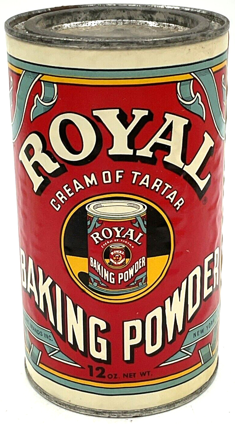 Vintage 1963 Tin Royal Baking Powder Paper Label 12 oz Standard Brands New York 