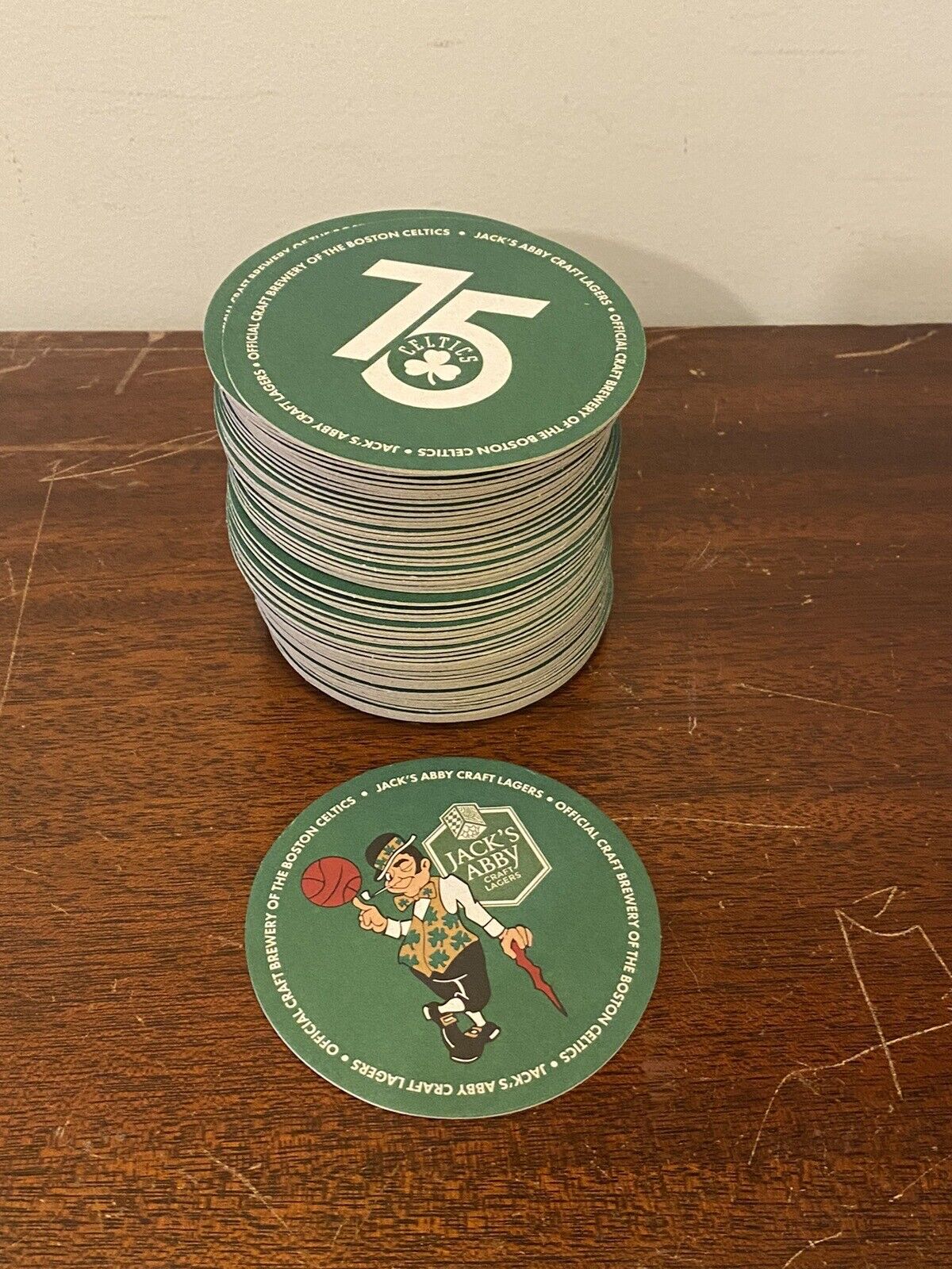Boston Celtics 75th Anniversary Jack\'s Abby Beer Coasters RARE 75 Total