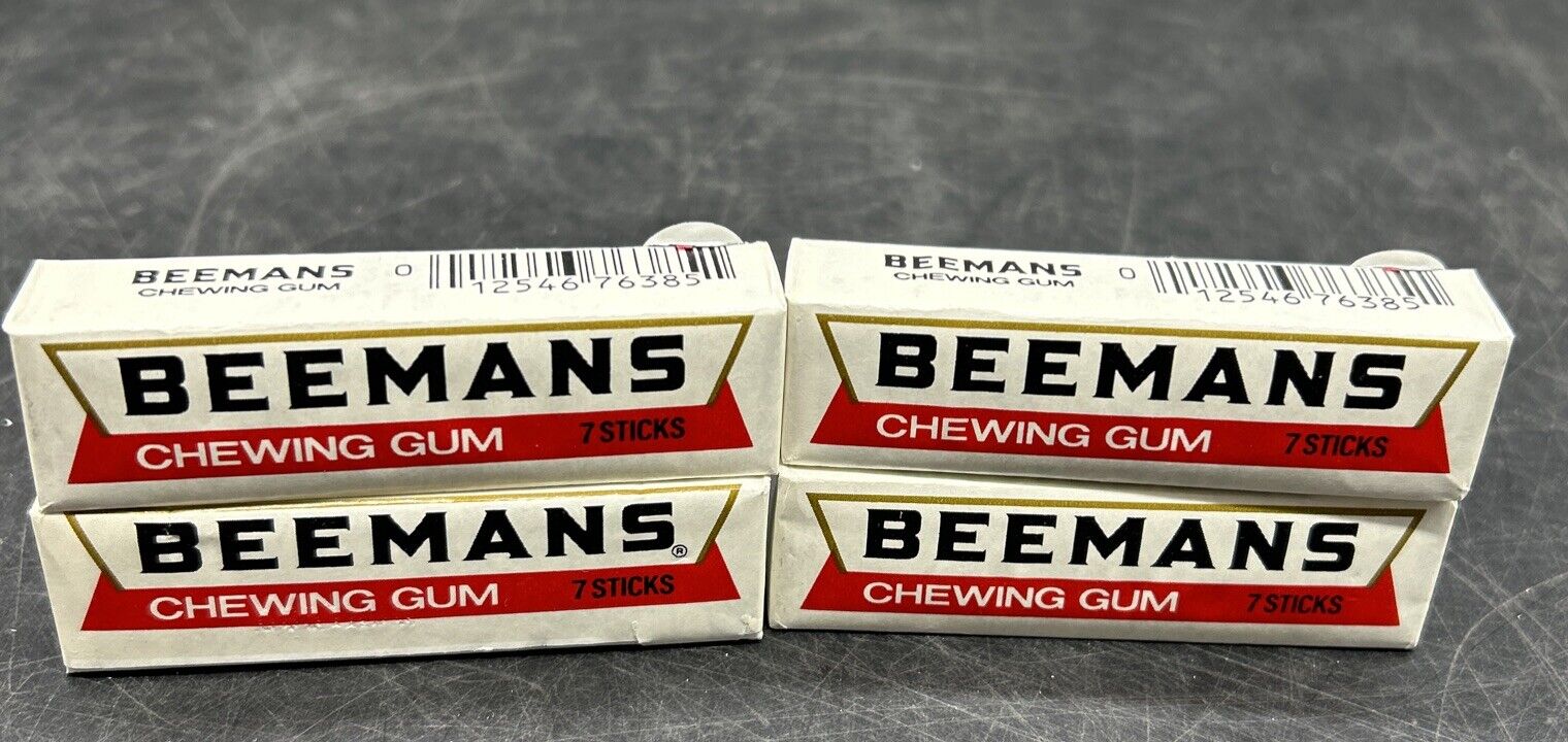 LOT OF 4 Vintage Beemans 7 Piece Chewing Gum Unopened Made in USA