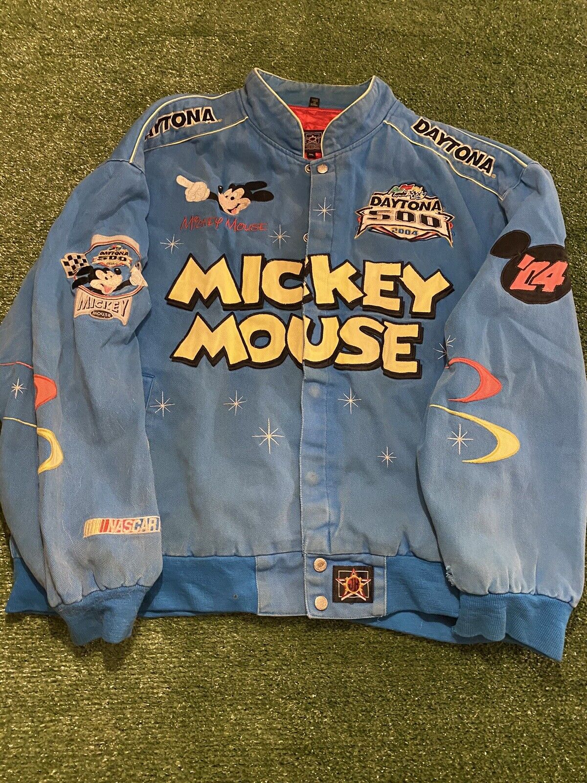 Vtg 2004 JH Design Mickey Mouse Daytona 500 Racing Jacket Size 3XL