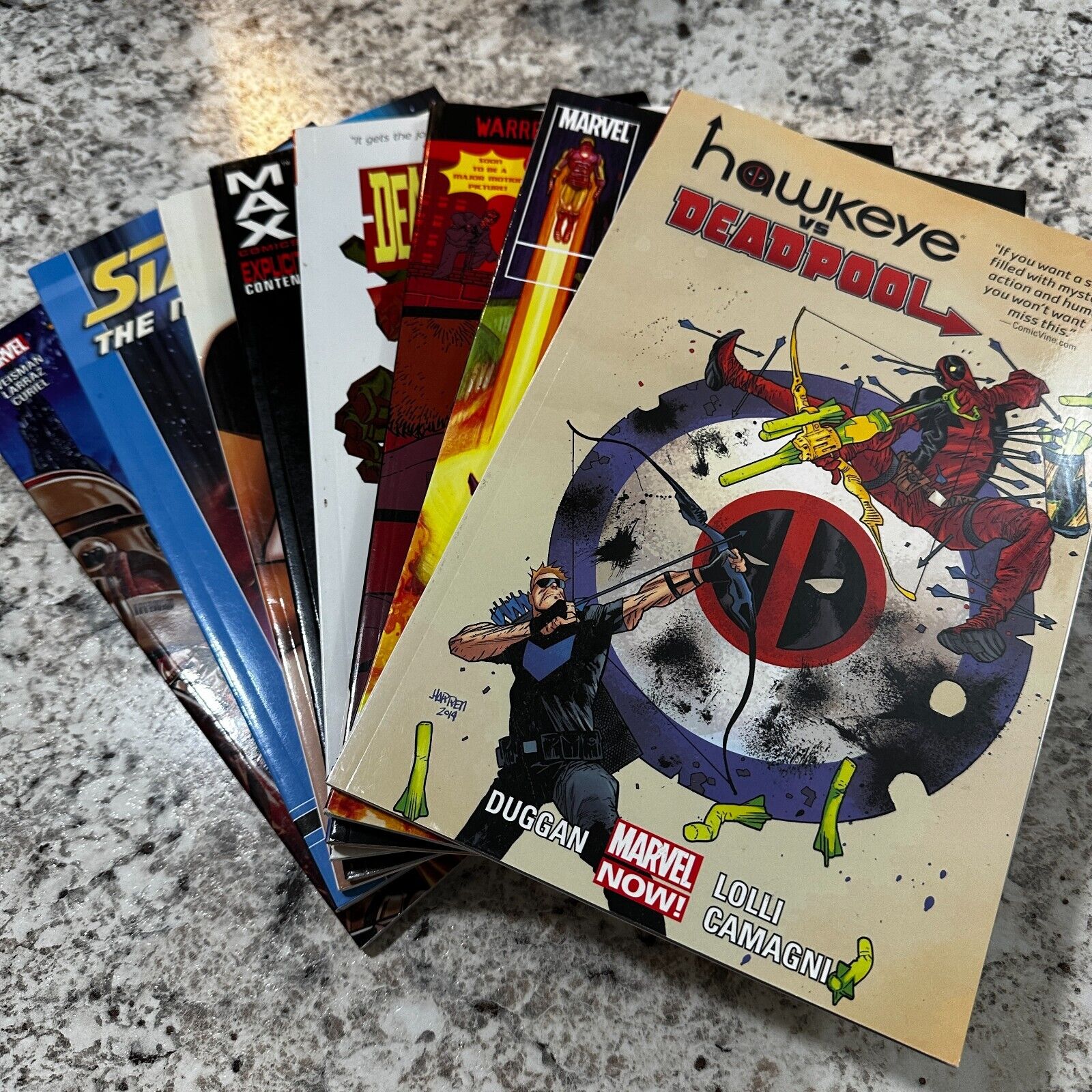 Hawkeye/Deadpool, 1985, Supreme Power, Red, Ms. Marvel, Star Trek, Kanan TPB Lot