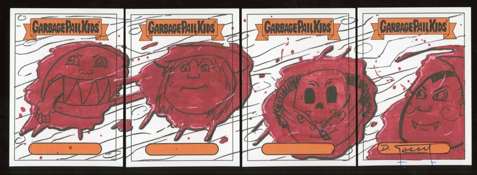 DAVE GACEY Topps Garbage Pail ARTIST SIGNED 4-PIECE SKETCH Puzzle AUTOGRAPH