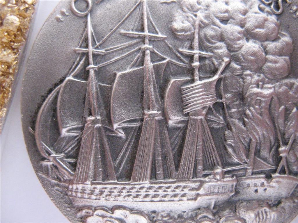 1+OZ. LONGINES STERLING SILVER 1812 FRIGATE CONSITUTION OLD IRONSIDES COIN+GOLD