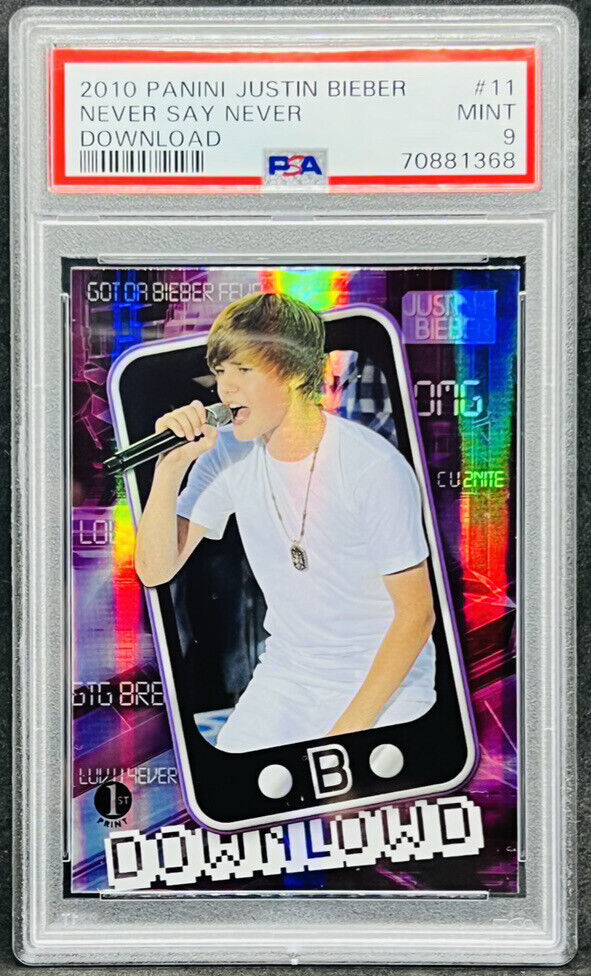 Justin Bieber 2010 Panini Never Say Never #11 Download PSA 9