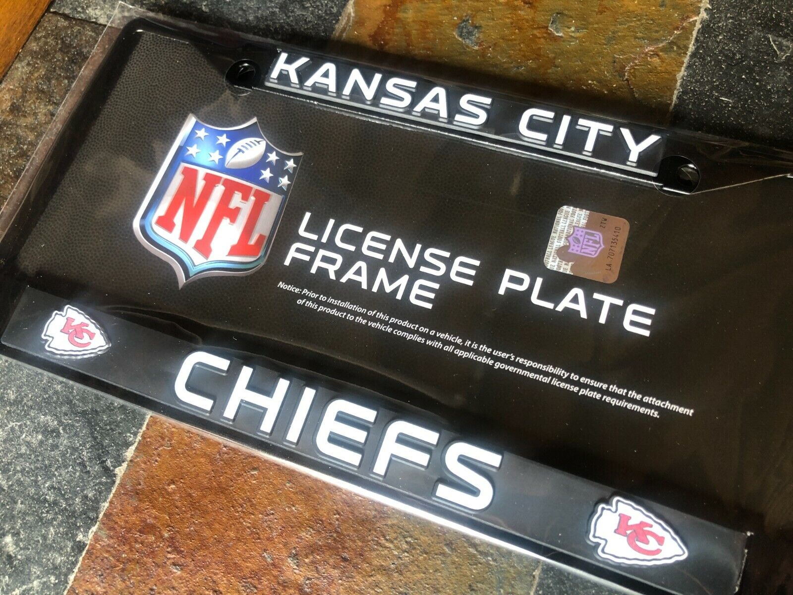 1 Kansas City Chiefs Black Metal License Plate Frame Nice Raised Graphics