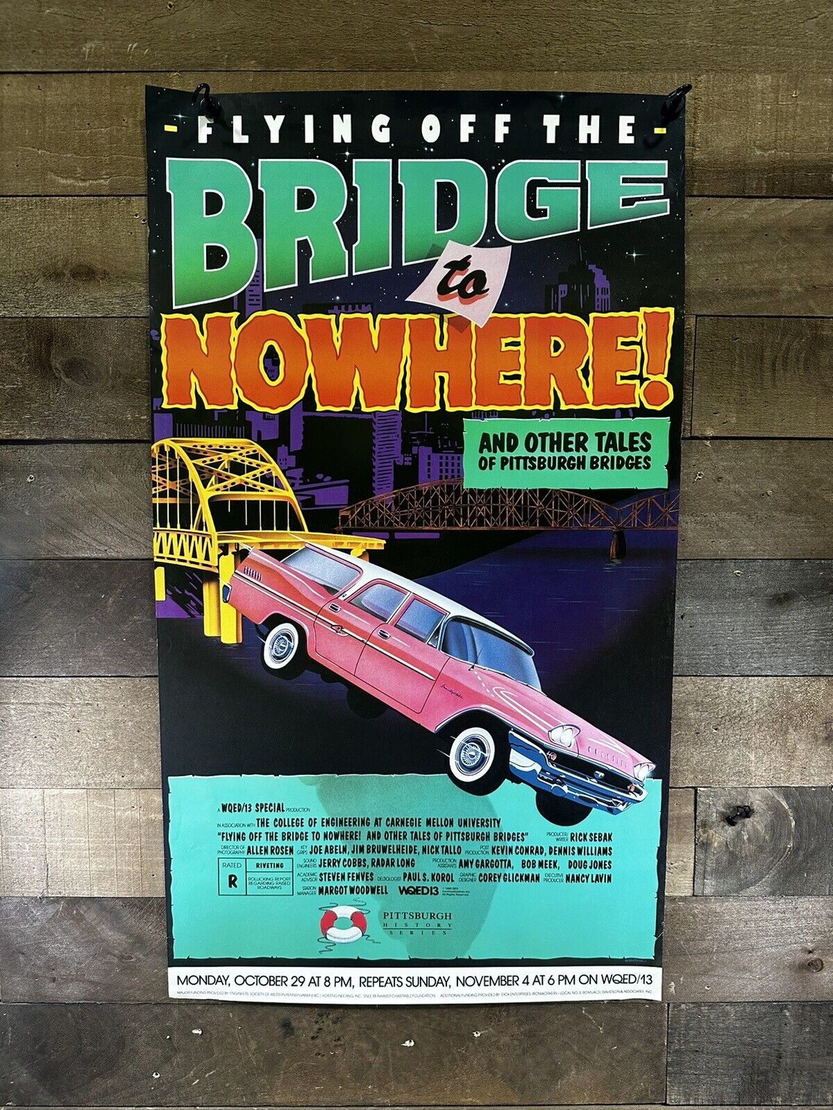 Vintage 1990 “Flying Off The Bridge To Nowhere” Program Poster Pittsburgh PA