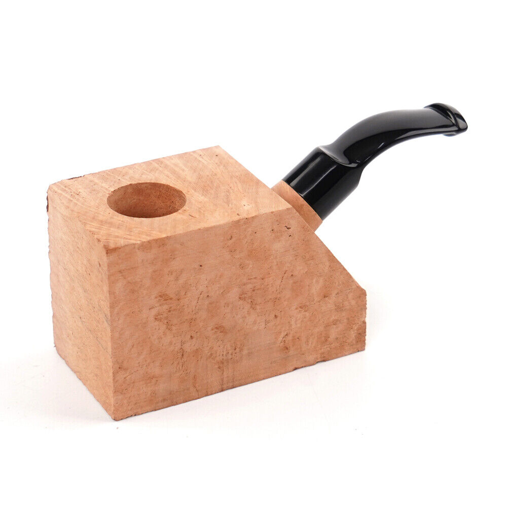 Briar Wooden Pre Drilled Block Tobacco Pipe DIY Bent Stem Block Carve Your Shape